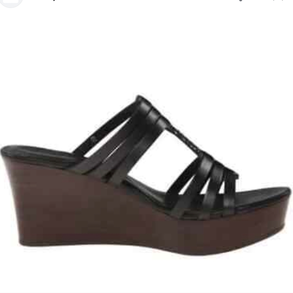 Ugg Womens Wedge Sandal New Mattie Black Strappie Braided Leather Neutral sz 10